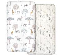 2 sábanas bajeras ajustables para la cuna, 100% microfibra transpirable, 120 x 60 cm, Öko-text100, cómodas y ligeras, aptas para todas las formas de colchón Bassinet (árbol)