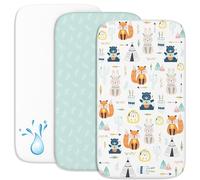 2 Sabanas Minicuna + 1 cubrecolchon para minicunas para Bebes Impermeable elástico - Lote de 3 Ropa de Cuna - Talla 50x83cm - Compatible con cunas, colchon - Niño y Niña - Zorro