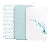 2 Sabanas Minicuna + 1 cubrecolchon para minicunas para Bebes Impermeable elástico - Lote de 3 Ropa de Cuna - Talla 55x90cm - Compatible con cunas, colchon - Niño y Niña - Azul