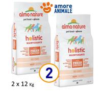 2 Sacos - Almo Nature Perro Holistic Medio Adult - Pollo Y Arroz 12 KG ^ para