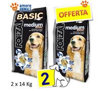 2 SACOS Forza 10 BASIC MEDIUM Kg.14 Pienso para Perro Adulto Pescado Talla Media