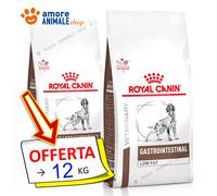 2 Sacos Royal Canin Dog VD Gastrointestinal Low Fat Sinfocos 12 kg