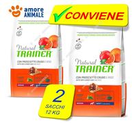 2 SACOS - Trainer Natural Adulto Mediano Jamón Crudo Y Arroz 12 Kg - Para Perros