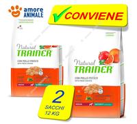 2 Sacos - Trainer Natural Madurez Medio Pollo Fresco 12KG - Croquetas Perros