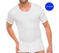 2 Schiesser Hombre Camiseta Interior 1/2 Brazo Algodón Acanalado Doble - Blanco