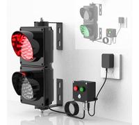 2 Semáforo LED Rojo/Verde con Visera Solar, Semaforo Led Industrial de 100mm para Pared, con Botón de Control, Plug And Play, Señales de Trafico de Seguridad para Montaje