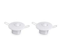 2 sensores de movimiento de microondas empotrables 360°, detector de presencia para techo, distancia 2-16 m, orificio 60-85 mm, D97 mm, sensibilidad Lux ajustable, temporizador 10s-30min, 220 V máx