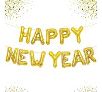 2 set 16" Happy New Year Balloon Banner New Year Foil Balloons Letters Balloons Kit for New Year Home Office Fireplace Decoration