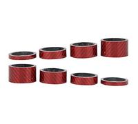 2 Set Carbon Fiber Headset Spacers, Lightweight Bike Stem Spacers for Road Bikes, Adjustable Handlebar Height Spacers with 5mm to 20mm Sizes, Compatible with 28.6mm Fork Steerer (Roja)