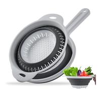 2 Set de Coladores Plegables en Silicona, Coladores y Tamices de Alimentos, Cesta de Drenaje de Cocina para Frutas, Verduras y Pasta, Manijas Integradas para un Drenado Eficiente