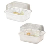 2 Set Establecer Jaula De Hámster Acrílico - Hábitat con Tapa Transparente Interactiva - Jaula Gerbil con Rueda para Correr, Botella Agua - Rueda Y Accesorios Ejercicios - Fácil Limpio, 25x19x19cm