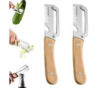 2 Set Pelador Verduras Multifunción,Nuevo 2 en 1 para Cocina con Hoja de Acero Inoxidable Ultraafilada, Abridor de Botellas, Descamador de Pescado y Cortador de Cebollas (B)