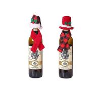 2 Sets Christmas Wine Bottle Cover, Mini Santa Hat And Christmas Scarf, Christmas Santa Hat Plaid Scarf Wine Bottle Cover Christmas Decorations for Ho