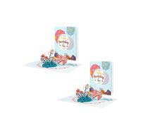 (2 sets) Creative 3D Birthday Cake Greeting Card Delicate 3D Birthday Card with Cake Designs Stylish Greetings Card with Envelope
