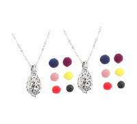 2 Sets Essential Oil Diffuser Necklace Women Hollow Pendant with Volcanic Stone Portable Aroma Jewelry For Daily Wear