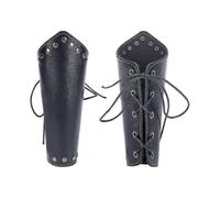 2 Sets Leather Gauntlet Wristband Medieval Wrist Armor Bracers Arm Armor Cuff Punk Arm Guards Renaissance Costume Accessories for Men Women Cosplay Bl