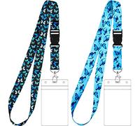 2 Sets Llavero con Cordón de Mariposas con Soporte de Tarjeta de Identificación Correas de Cuello de Mariposa con Soporte de Credencial Transparente Impermeable para Navidad Regalos