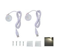 2 Sets Mini Spotlight 5V 1W USB LED Round Eye Caring with 4.3ft Wire Jewelry Display Lighting Fixture for Showcase Cabinet Entryway (Netural Light)