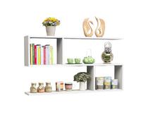 2-Shelf Modern Wood Bookcase Floating Shelf for Wall Storage Space Saving Wall Mounted Book Shelf Open-Back Display Rack for Living Room Study Room Office(Blanco,100 * 15 * 50cm)