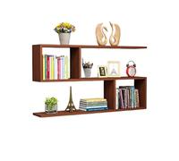 2-Shelf Modern Wood Bookcase Floating Shelf for Wall Storage Space Saving Wall Mounted Book Shelf Open-Back Display Rack for Living Room Study Room Office(Nuez,100 * 15 * 50cm)