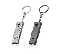 2 silbatos de emergencia de acero inoxidable, silbato con llavero, silbato de seguridad, silbato de supervivencia al aire libre, adecuado para aventuras al aire libre, entrenamiento de competición,