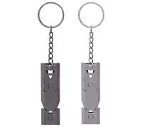 2 silbatos de emergencia ruidosos, de emergencia, de acero inoxidable, duraderos, para senderismo, educación física, árbitro, seguridad (plata + antracita)