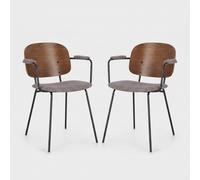 2 sillas de cocina con reposabrazos estilo vintage Sienna Bizzotto - Gris