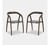 2 sillas de cocina estilo japandi de madera de teca Dotty Bizzotto - Marrón