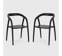 2 sillas de cocina estilo japandi de madera de teca Dotty Bizzotto - Negro