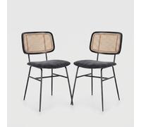 2 sillas de cocina vintage con respaldo de ratán Glenna Bizzotto - Gris