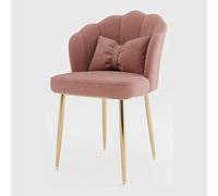 2 Sillas De Comedor Tapizadas Estilo Escandinavo con Patas Metal. Silla Auxiliar Sin Brazos For Cocina Y(Gold/Cameo Brown)