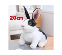 2 Sizes Simulation Rabbit Plush Doll Realistic Cute Furry Animal Bunny Plushie Toy Model Christmas Gift Kawaii Home Decoration 20cm Squat Black