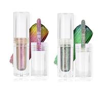 2 sombras de ojos camaleón metálicas, sombras de ojos líquidas, con un brillo metálico y un efecto mágico de cambio de color, para maquillaje de ojos multicolor (verde + morado)