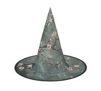 2 sombreros de bruja de Halloween con flores de cerezo japonesas para mujer, ala ancha, plegable, puntiaguda, para fiesta de Halloween