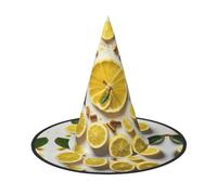 2 sombreros de bruja de Halloween de limón amarillo para mujer, ala ancha, plegable, puntiaguda, para fiesta de Halloween