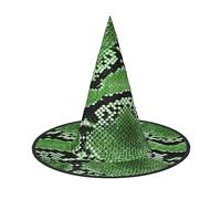 2 sombreros de bruja de Halloween de piel de serpiente verde para mujer, de ala ancha, plegable, puntiaguda, para fiesta de Halloween