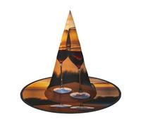 2 sombreros de bruja de Halloween de vino tinto para mujer, ala ancha, plegable, puntiaguda, para fiesta de Halloween