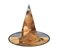 2 sombreros de bruja de leopardo de arena para mujer, sombrero de bruja plegable de ala ancha para fiesta de Halloween