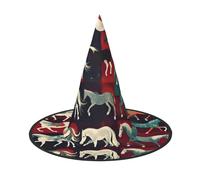 2 sombreros de bruja de varios tipos de caballos para mujer, ala ancha, plegable, puntiaguda, para fiesta de Halloween