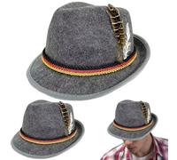 2 Sombreros de Festival, Sombreros Fedora para Oktoberfest con Plumas para Hombre Plumas, Gorras Retro clásicas para disfrazarse de Halloween, Juego de rol para Festivales de Cerveza, Sombrero gr