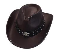 2 sombreros de vaquero vintage estilo western for hombre, jazz, vaquera Para festivales(Brown)