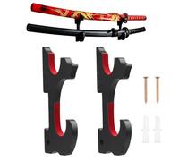 2 soporte katana pared de madera con ganchos acolchados ajustables, Soporte espada pared universal para katana real acero afilada wakizashi, tanto y sable cosplay, soporte de pared para espada samurái