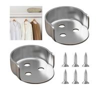 2 Soporte para Barra Armario, 25mm Soporte de barra en forma de U, Soporte para Barra de Cortina,Soportes para Barra de Brida,Soporte para Barra de Ropa de Zinc,para Armario, Cortina,Inc 6 Tornillos