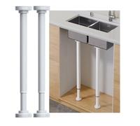 2 Soporte para Fregadero Bajo Encimera, Patas de Fregadero Ajustables de Acero Inoxidable, Altura de 30 a 100 CM, No Requiere Perforación, Carga Máxima 200 KG(Blanco,60-100 cm)