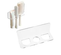 2 soportes acrílicos autoadhesivos para cepillo de pelo, organizador de peines montado en la pared, sin clavos/taladrar, soporte de accesorios de baño para cepillos, varita rizadora, alisadores