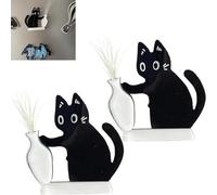 2 Soportes Bigotes Gatos | Imanes nevero jarrón Gato | Lindo acrílico Gato Bigote jarrón imanes Pegatinas nevero | Kitten Push floreros Pizarra Blanca Accesorios para refrigerador decoración hogar
