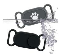 2 Soportes Collar Perro para Galaxy Smarttag2, Silicona Collar Mascotas Estilo Lindo Garra Funda Protectora Impermeable Soporte Collar Gato Accesorio para Samsung Smart Tag 2 (Negro, Gris)