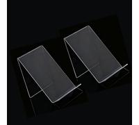 2 soportes de acrílico transparente para exhibición de libros, soporte decorativo para folletos, imágenes, obras de arte, biblioteca, sujetalibros, transparente