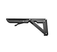 2 soportes de ángulo plegables acero inoxidable 8 a 20 pulgadas, soporte montaje en pared triangular hierro blanco y negro for estante, banco mesa(Black 10 inch)