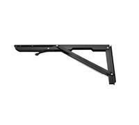 2 soportes de ángulo plegables acero inoxidable 8 a 20 pulgadas, soporte montaje en pared triangular hierro blanco y negro for estante, banco mesa(Black 16 inch)